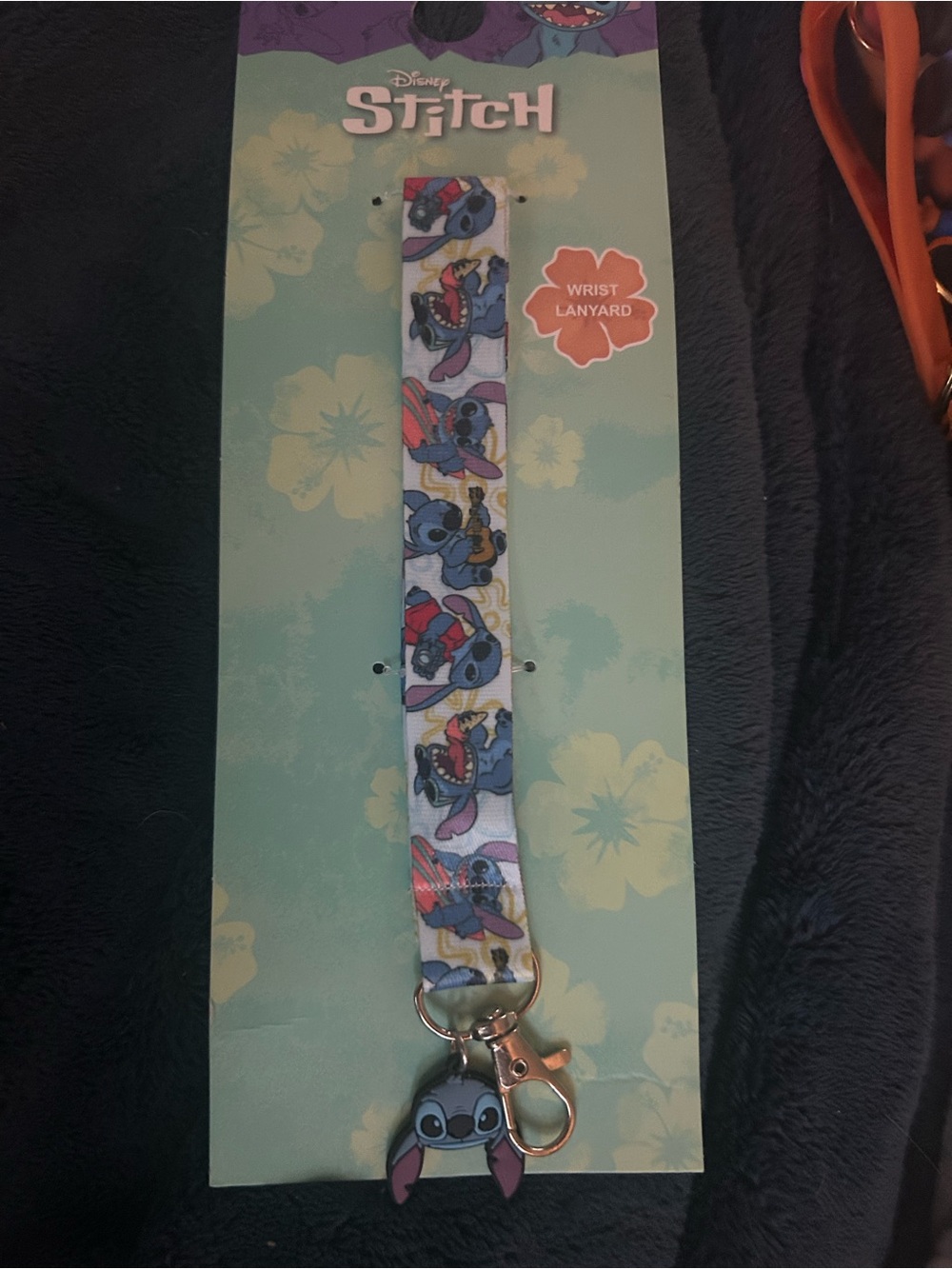 Disney Stitch Multi-Color Patterned Wrist Lanyard with Charm